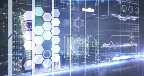 Futuristic Technology Interface with Hexagonal Data
