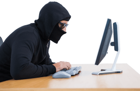 hacker in hood typing at computer on transparent background - Download Free Stock Videos Pikwizard.com