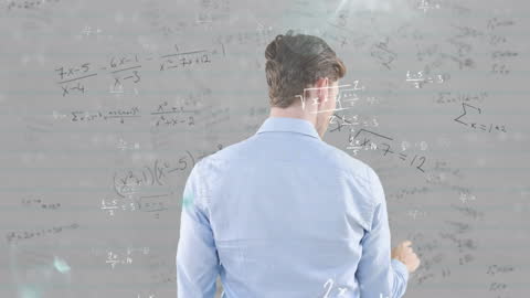Businessman Solving Complex Mathematical Equations Concept