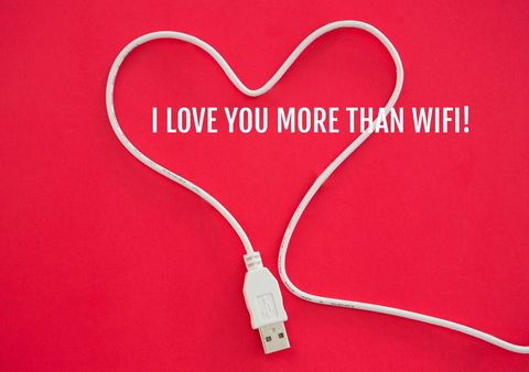 heart-shaped usb cable on red with tech love message - Download Free Stock Templates Pikwizard.com