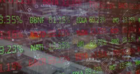 Digital Animation of Financial Data Overlay on Cityscape