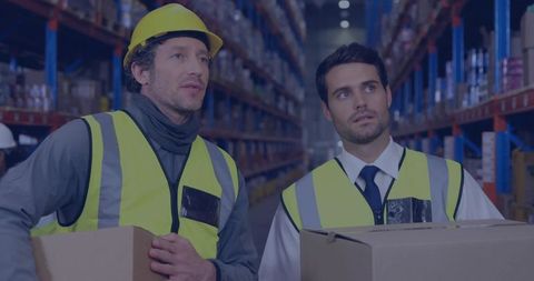 Warehouse Technicians Managing Safety and Logistics