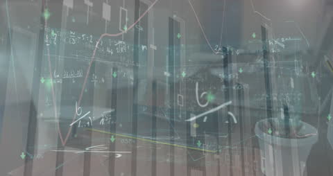 Mathematical Formulas Over Desk with Laptop Animation
