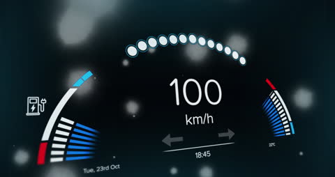 Futuristic Digital Speedometer with Glowing Effects