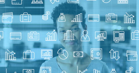 Digital Finance Technology with Smiling Businesswoman