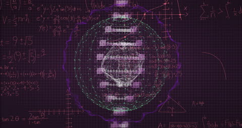 Rotating Brain Animation with Mathematical Equations and Financial Data