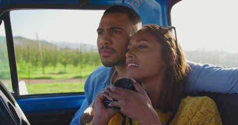 Young Couple Enjoying Scenic Road Trip in Vintage Vehicle - Download Free Stock Images Pikwizard.com