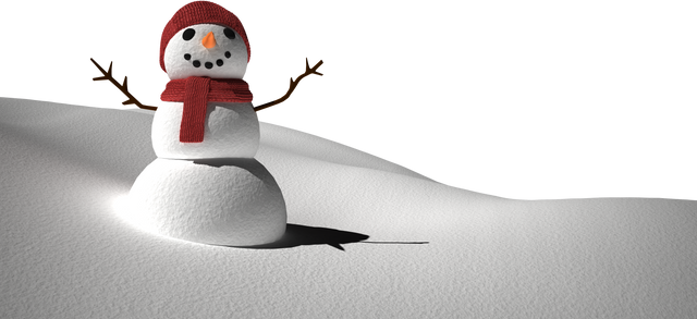 Christmas Snowman in Red Scarf and Hat on Snowy Landscape, Transparent Background - Download Free Stock Videos Pikwizard.com