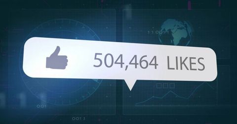 Digital Like Counter with Thumbs-Up Icon on Futuristic Interface