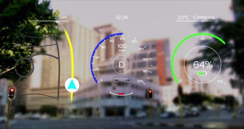 Futuristic car dashboard interface display