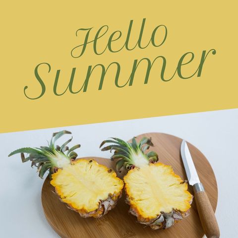 fresh pineapple welcome to summer with vibrant text - Download Free Stock Templates Pikwizard.com
