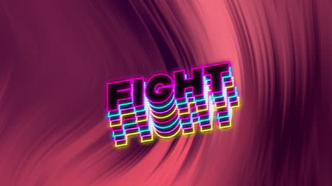 Dynamic Fight Text with Neon Light Trails Background