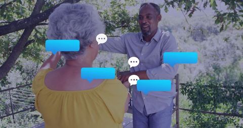 Biracial couple embracing connectivity with digital interface
