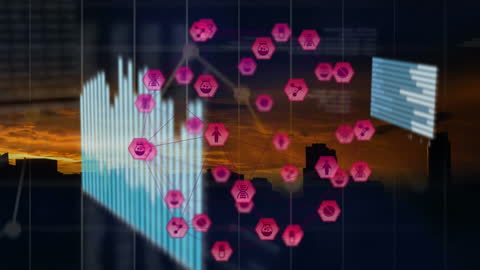 Digital Interface Animation with Financial Icons