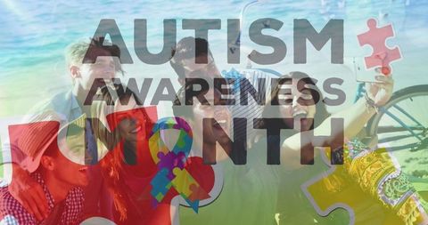 Friends Celebrating Autism Awareness at Beach Gathering