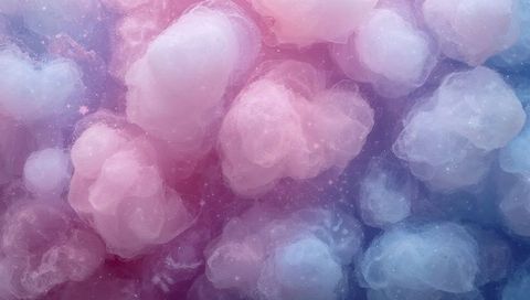 Floating Pastel Cloud Puffs Abstract Background with Dreamy Bokeh and Soft Gradient