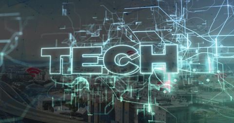 Futuristic Digital Concept with Glowing TECH Typography