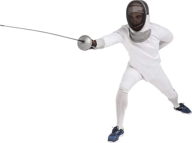 Transparent Image of Fencer in Action Pose with epee - Download Free Stock Videos Pikwizard.com