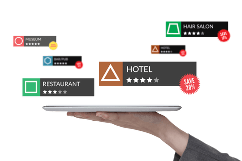 transparent hand holding tablet with location icons - Download Free Stock Videos Pikwizard.com