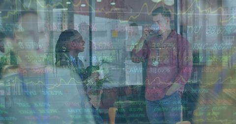 Business Professionals Analyzing Stock Market Data Internally