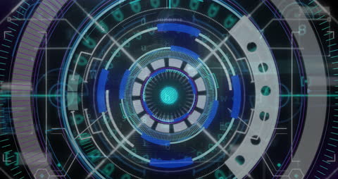 Futuristic Digital HUD Interface with Scanning Scope Animation