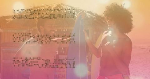 Friends surfing beach adventure epandng joy and vitality