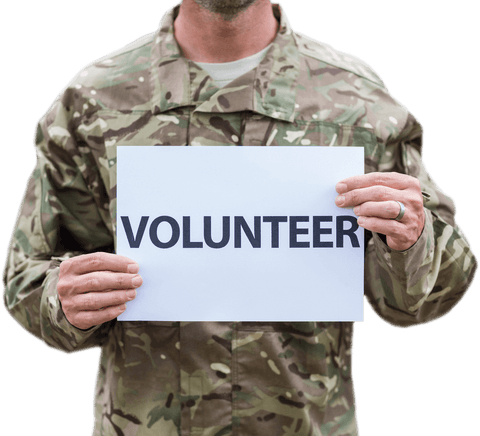 Transparent Military Volunteer Concept Soldier Holding Sign