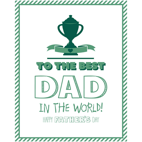 Transparent father's day quote art celebrating best dad with trophy