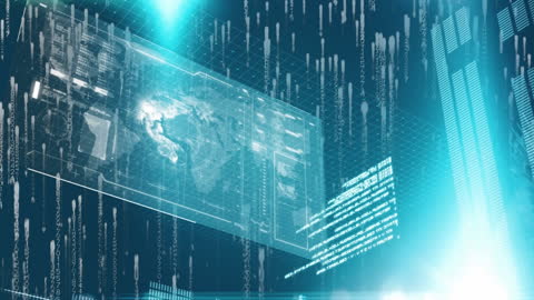 Digital Financial Data Processing with Futuristic Interface Animation