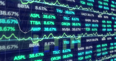 Digital Stock Market Display Featuring Growth Data Visualization