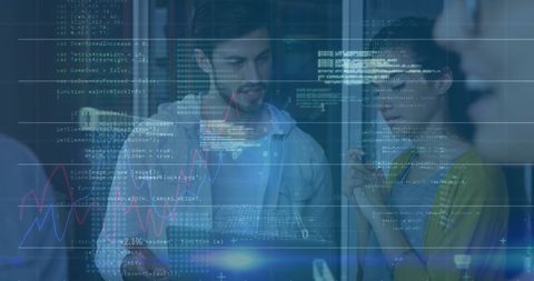 Tech Team Analyzing Finance Data and Code on Screen - Download Free Stock Images Pikwizard.com