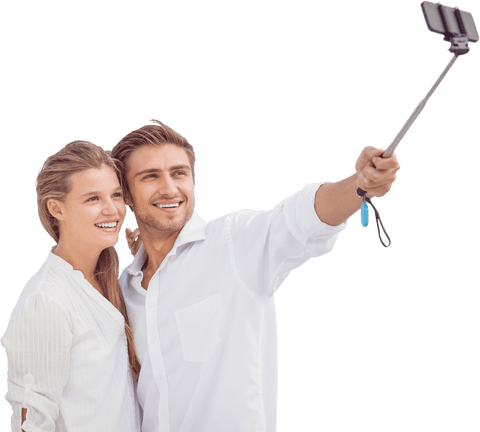Smiling Caucasian Couple Taking Selfie Transparent Background - Download Free Stock Videos Pikwizard.com