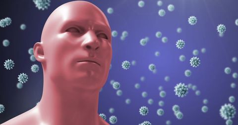 Human Representation Facing COVID-19 Virus Particles in Abstract Scene