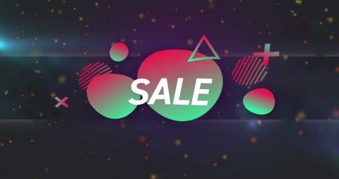 Colorful Sale Banner with Abstract Shapes on Dark Background - Download Free Stock Images Pikwizard.com