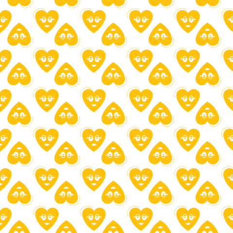 Seamless yellow heart pattern on transparent background