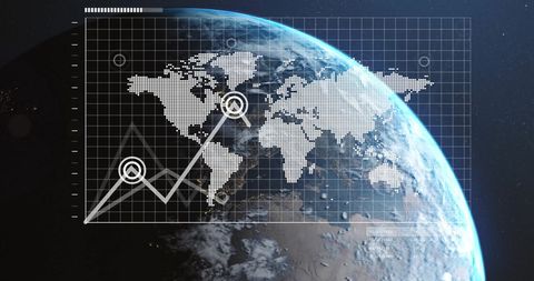 Digital Global Network with Data Visualization and Earth View - Download Free Stock Images Pikwizard.com