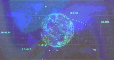 Futuristic Digital Globe with Real-Time Data Visualization