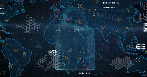 Global Cybersecurity Concept with Digital Lock and World Map