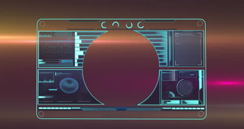 Futuristic Digital Data Processing Interface on Purple Background