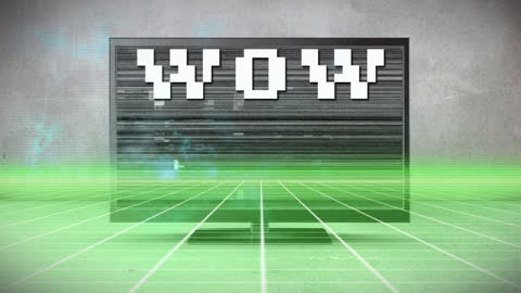 Digital Interference on Computer Screen with WOW Text