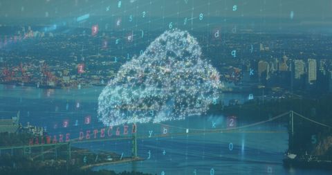 Digital Cloud Security Concept in Urban Environment - Download Free Stock Images Pikwizard.com