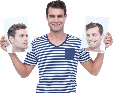 man holding emotion cards isolated on transparent background - Download Free Stock Videos Pikwizard.com