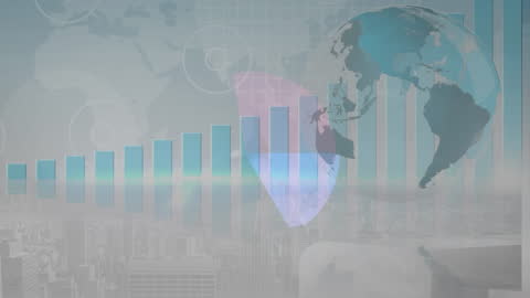 Global Business Data Visualization Over Cityscape