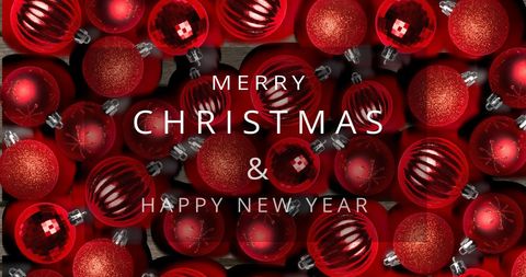 Festive Christmas and New Year Greeting with Red Baubles