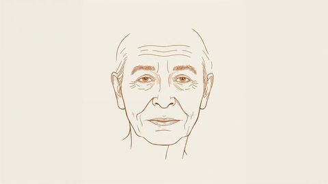 Minimalist line art portrait of old people