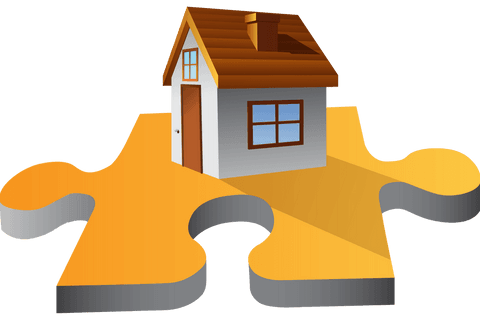 House on puzzle piece transparent background illustration