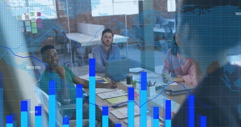 Business Presentation with Data Analytics Overlaid