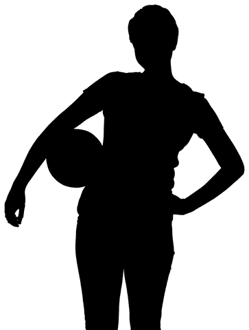 Silhouette of woman holding ball on transparent background