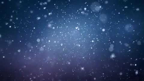 Drifting Snow and Soft Bokeh Lights Over Blue-Purple Night Sky Cinematic Snowfall Loop