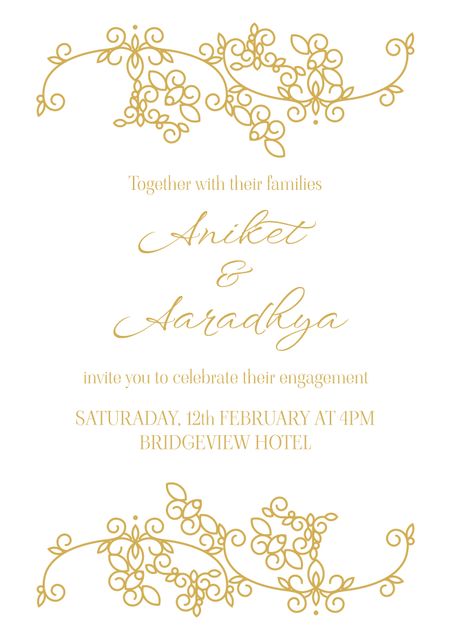 Elegant Engagement Party Invitation with Gold Floral Designs - Download Free Stock Videos Pikwizard.com